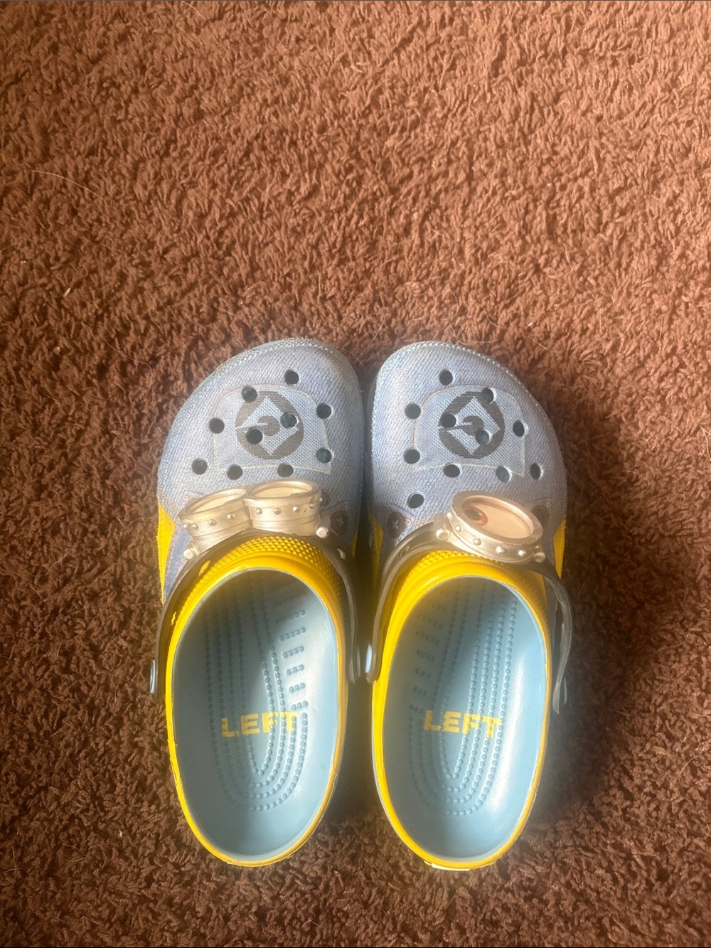 CROCS Kids Light Blue and Yellow Slip-On Clogs